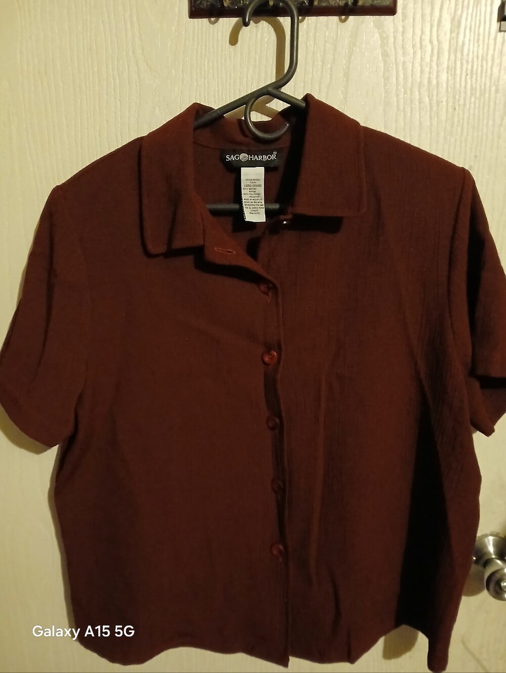 Sag Harbor Men's Short Sleeve Button-Up Shirt - Brown